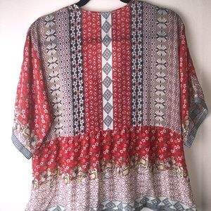 Johnny was- red rayon printed blouse